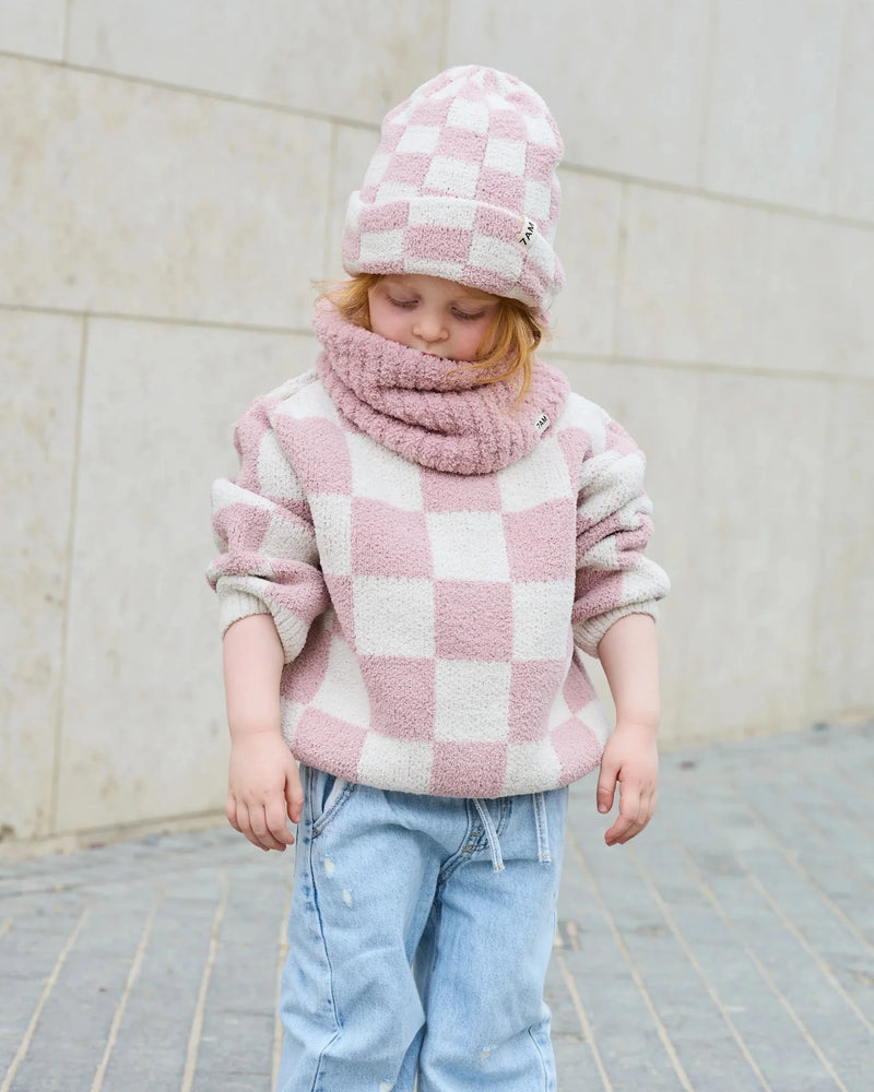 Boxy Sweater - Checkers Fuzzy