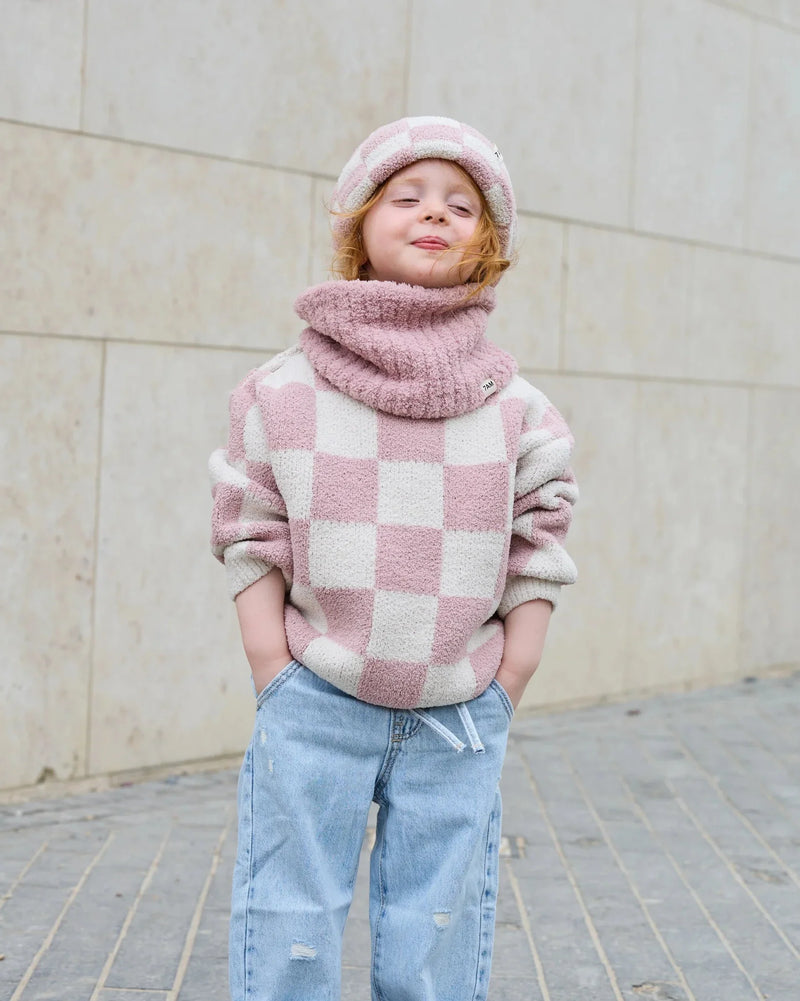 Boxy Sweater - Checkers Fuzzy
