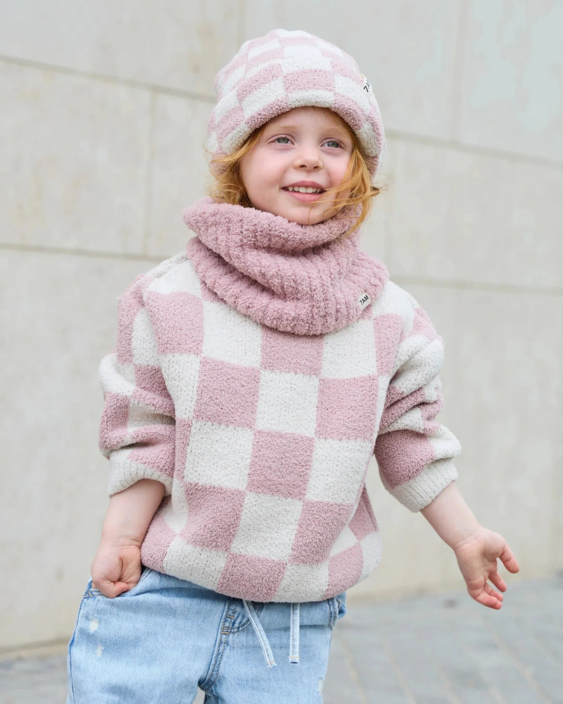 Boxy Sweater - Checkers Fuzzy
