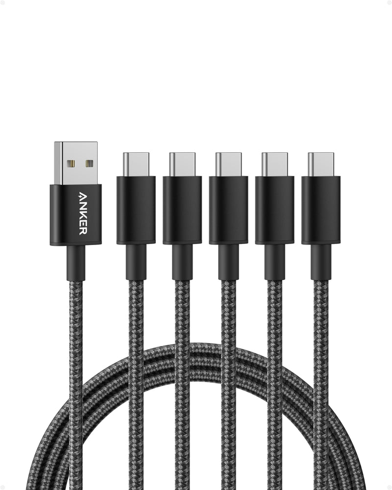 Anker - A8173 - Braided USB-A to USB-C Cable - 5-Pack | 6 ft / 1.8 m
