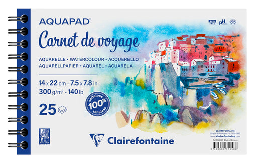 Clairefontaine Aquapad Watercolour Travel Notebook – 5.5 × 8.7 in, 25 sheets