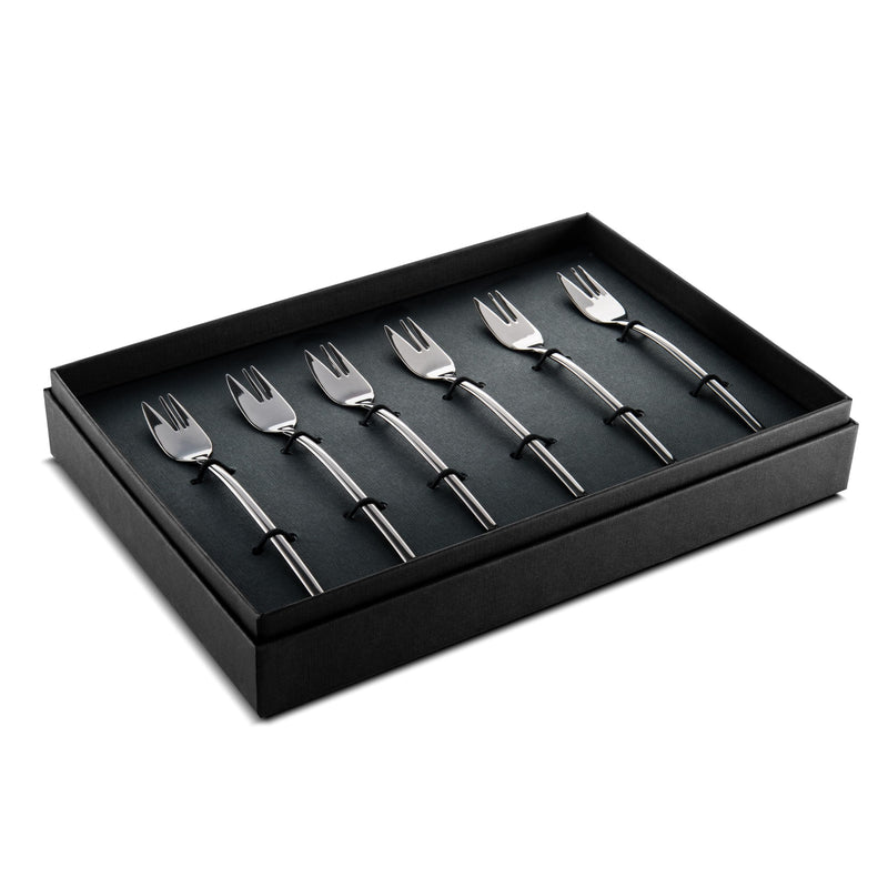 Mepra - Ménagère de 6 fourchettes à gâteau Due Black Gold