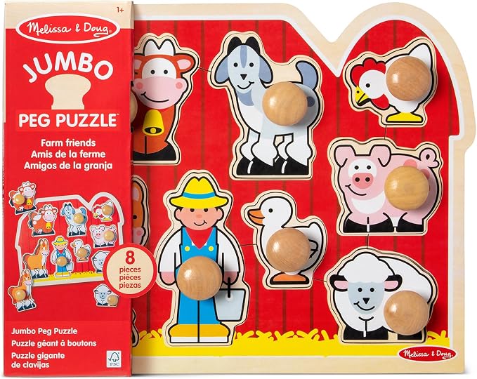 Melissa & Doug - Puzzle à encastrement en bois 8 pièces - Les amis de la ferme