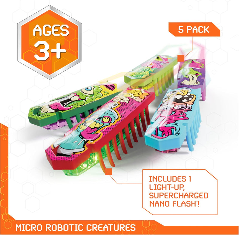 HEX BOTS - Nano Pack de 5, 4 Mini Bots avec Flash Bot Bonus