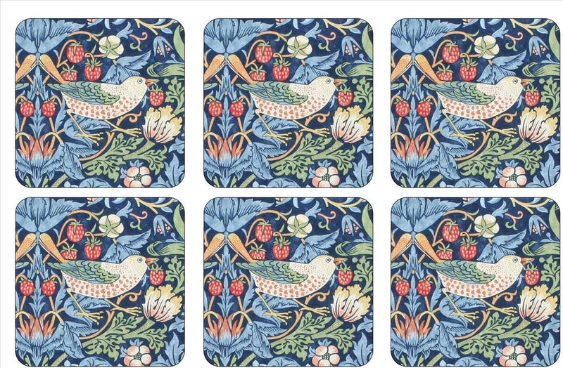 Pimpernel - Strawberry Thief - Bleu - Sous-verres 10 x 10 cm (Lot de 6)
