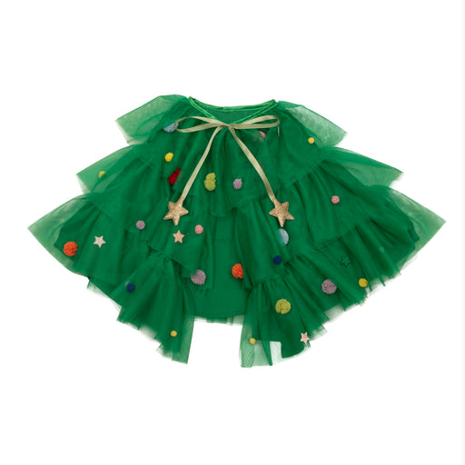 Mimi & Lula layered green Christmas Tree Cape with pom-poms and stars