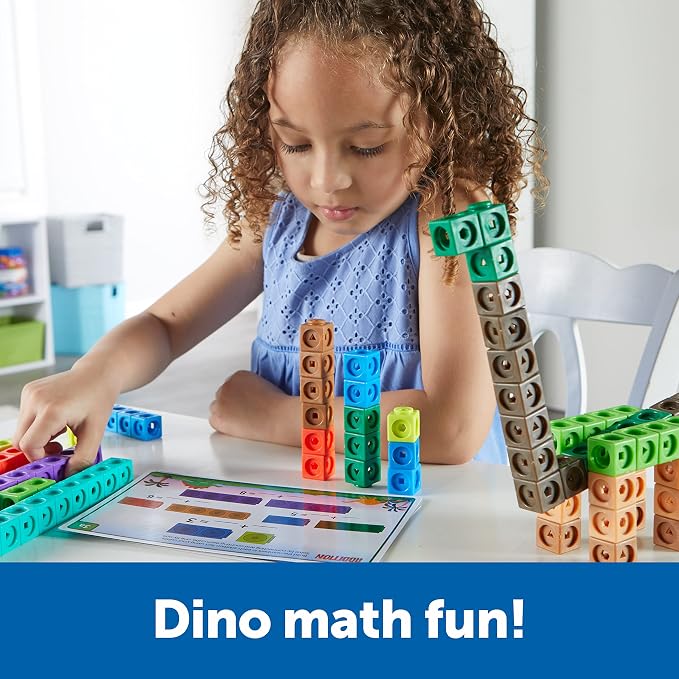 Learning Resources - Mathlink - Kit d'activités mathématiques pour la maternelle - Dino le temps des maths !