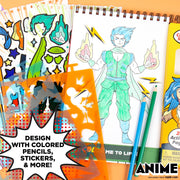 Made By Me Anime Artist Pad pencils, stencils, stickers and character designs