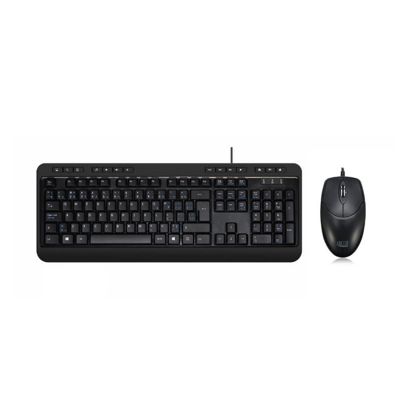Adesso AKB-132CB-FR wired antimicrobial keyboard and mouse combo, French Canadian layout