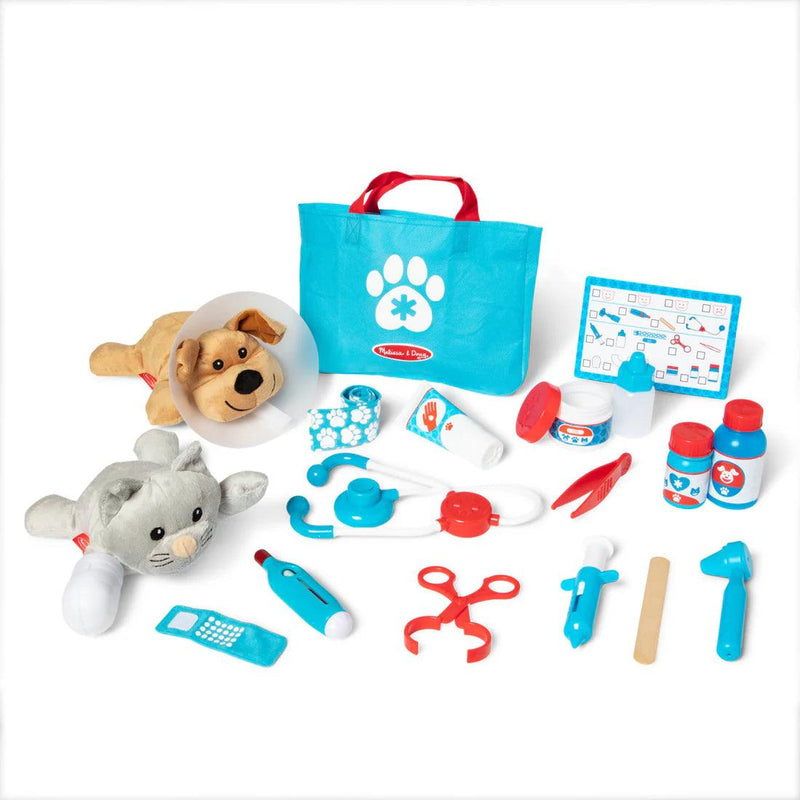 Melissa & Doug Examine & Treat Pet Vet Play Set with plush dog and cat
