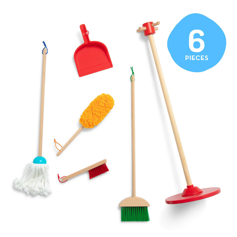 Melissa & Doug Dust! Sweep! Mop! wooden cleaning play set with stand – view 5