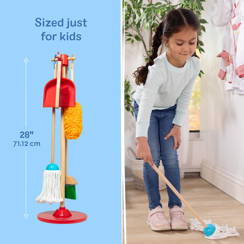 Melissa & Doug Dust! Sweep! Mop! wooden cleaning play set with stand – view 7