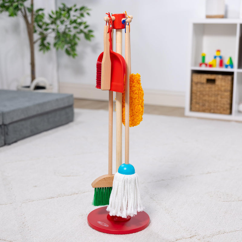Melissa & Doug Dust! Sweep! Mop! wooden cleaning play set with stand – view 10