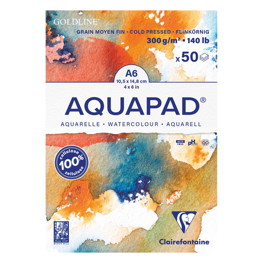 Aquapad glued pad 300G 50 sheets A6 (4.1 x 5.8 in)