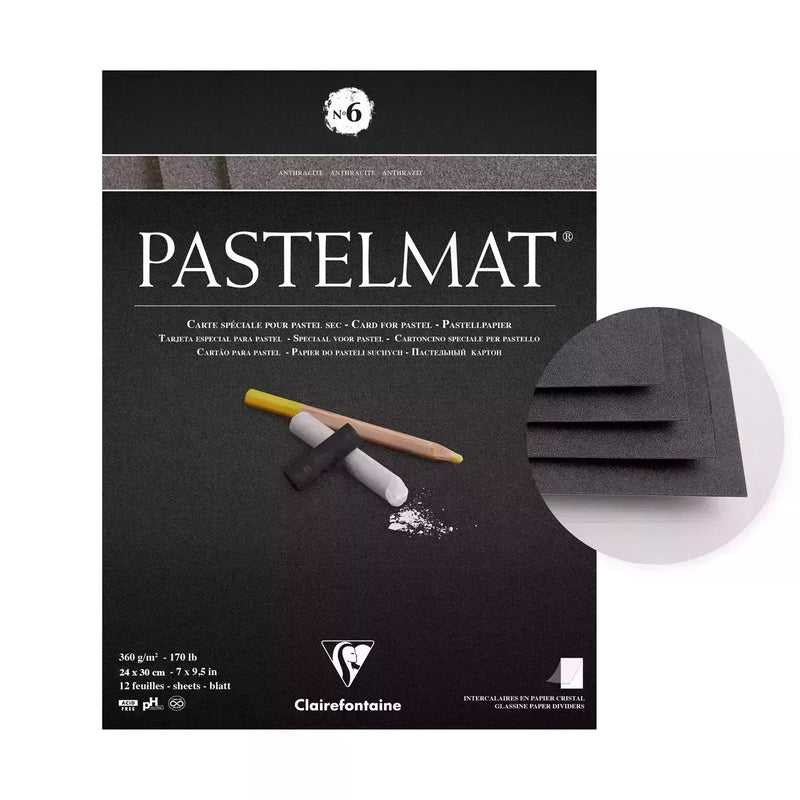 Pastelmat Pad N°6 360G anthracite  12 Sheets (9.4 x 11.8 in)