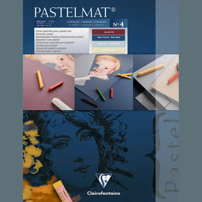 Clairefontaine - Pastelmat Pad N°4 360G Assorted 12 Sheets (9.4 x 11.8 In)