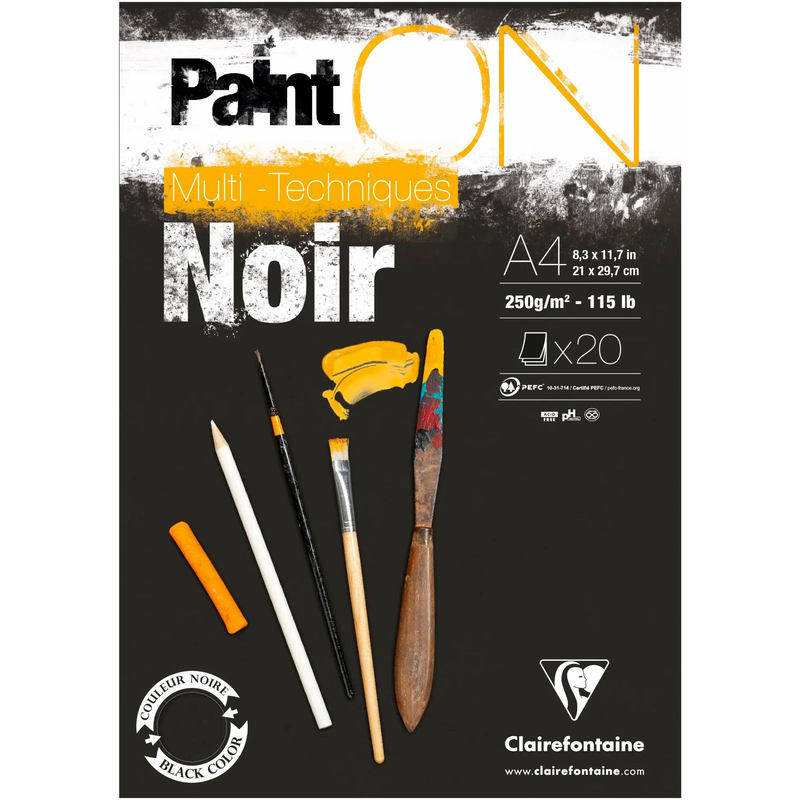 Painting On Multi Technic Black 250G 20 sheets A4 (8.25 x 11.75 in)