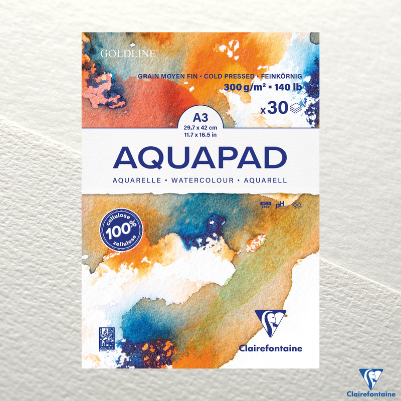 Goldline Aqua medium fine grit 300G white 30 sheets A3 (11.7 x 16.5 in)