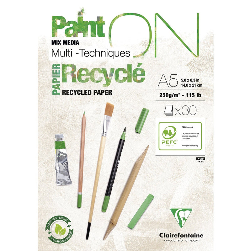 Paint'On recycled paper pad 250G white 30 sheets  A5 (5.8 x 8.3 in)