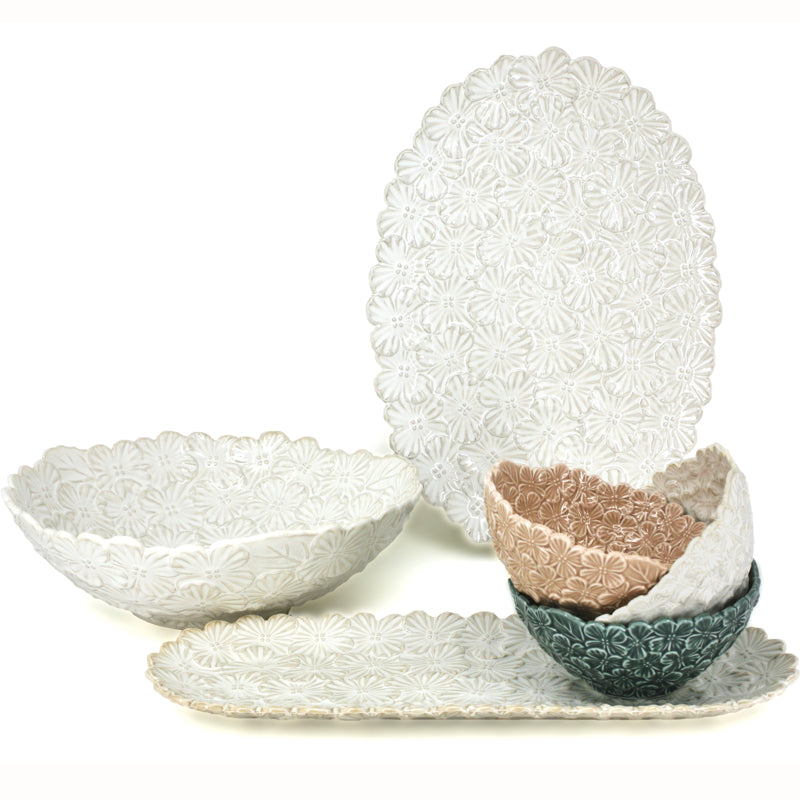 BIA - BOUQUET Plat de service oblong texturé