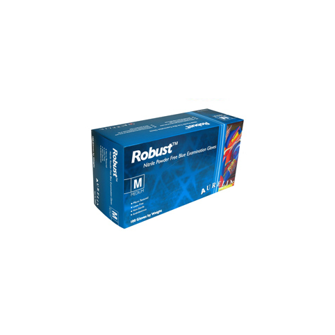 ROBUST 93898 Gants en nitrile bleu micro-texturé, grande taille (paquet de 100)
