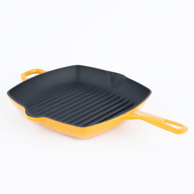 Chuck Hughes square cast iron grill pan, Goldfinch Yellow