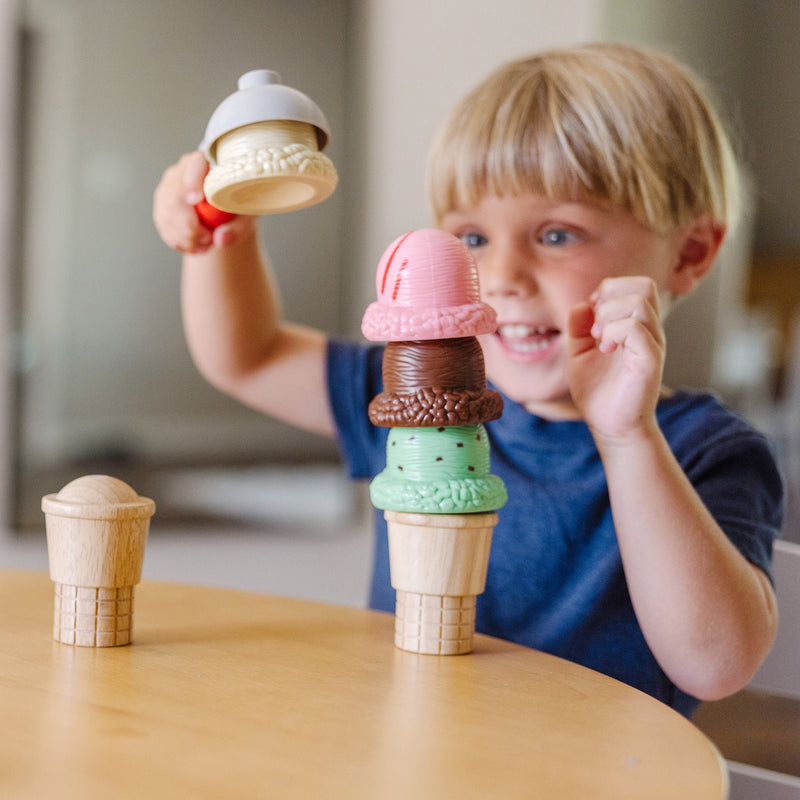 Melissa & Doug - Scoop & Stack Ice Cream Cone Play Set - in use during play
