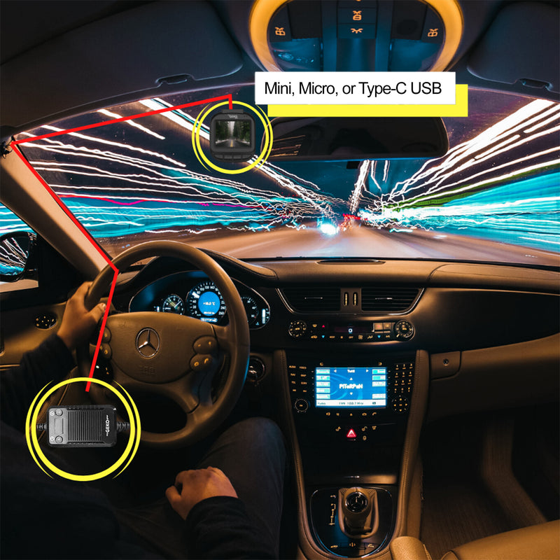 GekoGear – Dashcam Smart Hardwire Kit Pro with Mini USB, Micro USB, USB-C Connections