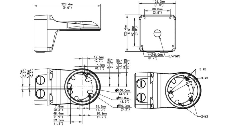 Gyration – Support mural pour caméra réseau ACS-J108 – Alliage d'aluminium