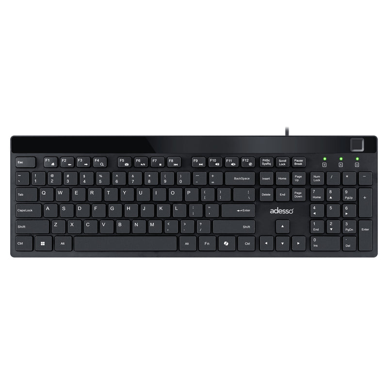 Adesso – Keyboard & Mouse Combo Wired Quiet Switch Low Profile with Fingerprint Reader - Black