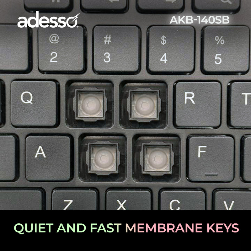 Adesso – Keyboard & Mouse Combo Wired Quiet Switch Low Profile with Smart Card Reader - Black