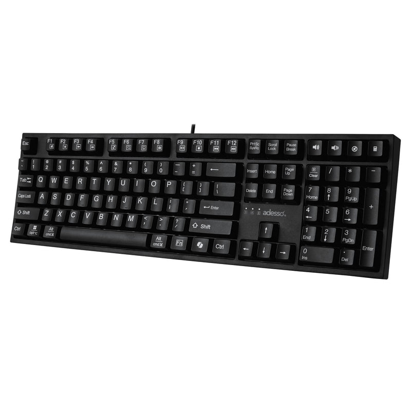 Adesso – Keyboard Wired Multi OS 2X Large Print Copilot AI Hotkey - Black