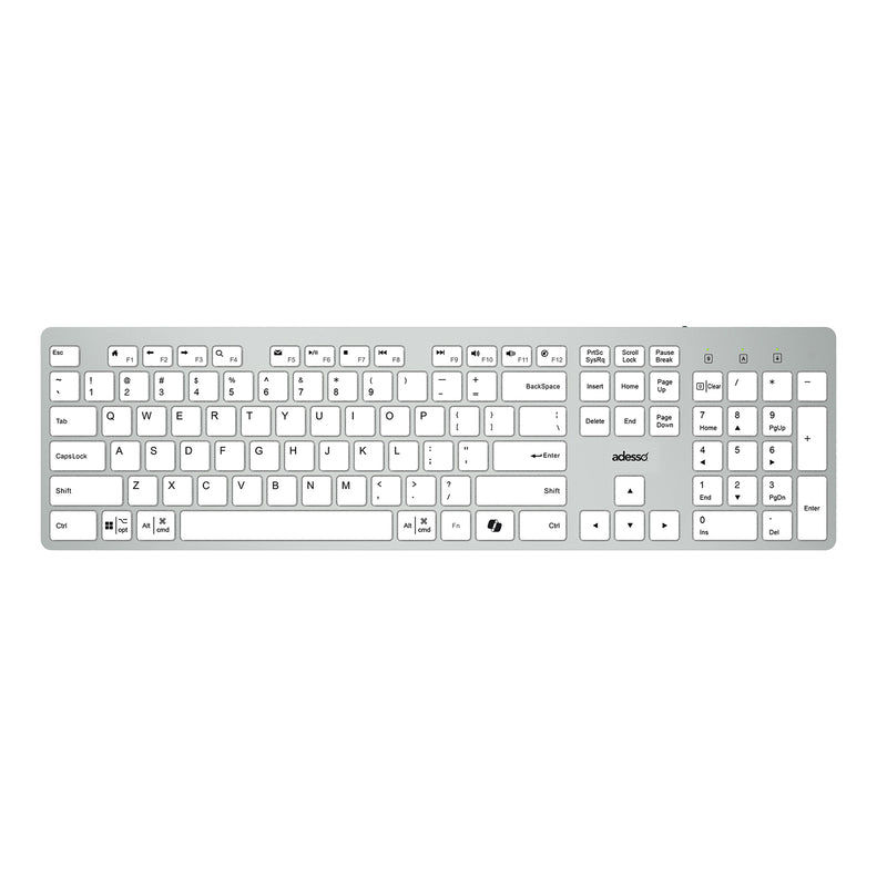 Adesso – Keyboard Wired EasyTouch USB-C Connector Copilot AI Hotkey Built in Hub with USB-A USB-C 3.5mm PC/Mac/Android - White
