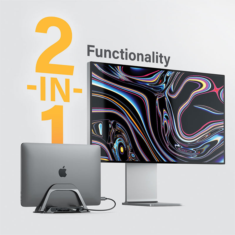 Alogic - Docking Station USB-C Dual Monitor with Stand 4K 10-in-1 100W Power Delivery 2x HDMI Bolt Plus - Space Grey - Limolin 