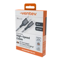Ventev - Câble Lightning MFI vers USB-A 1,8 m tressé haute vitesse 2X cuivre charge rapide - Boîte - Gris