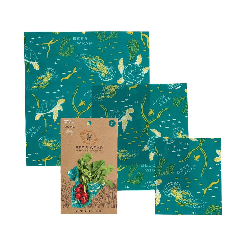 Bees Wrap - OCEAN Wrap Set 3/ST Assorted Sizes Ocean Blue - Limolin 