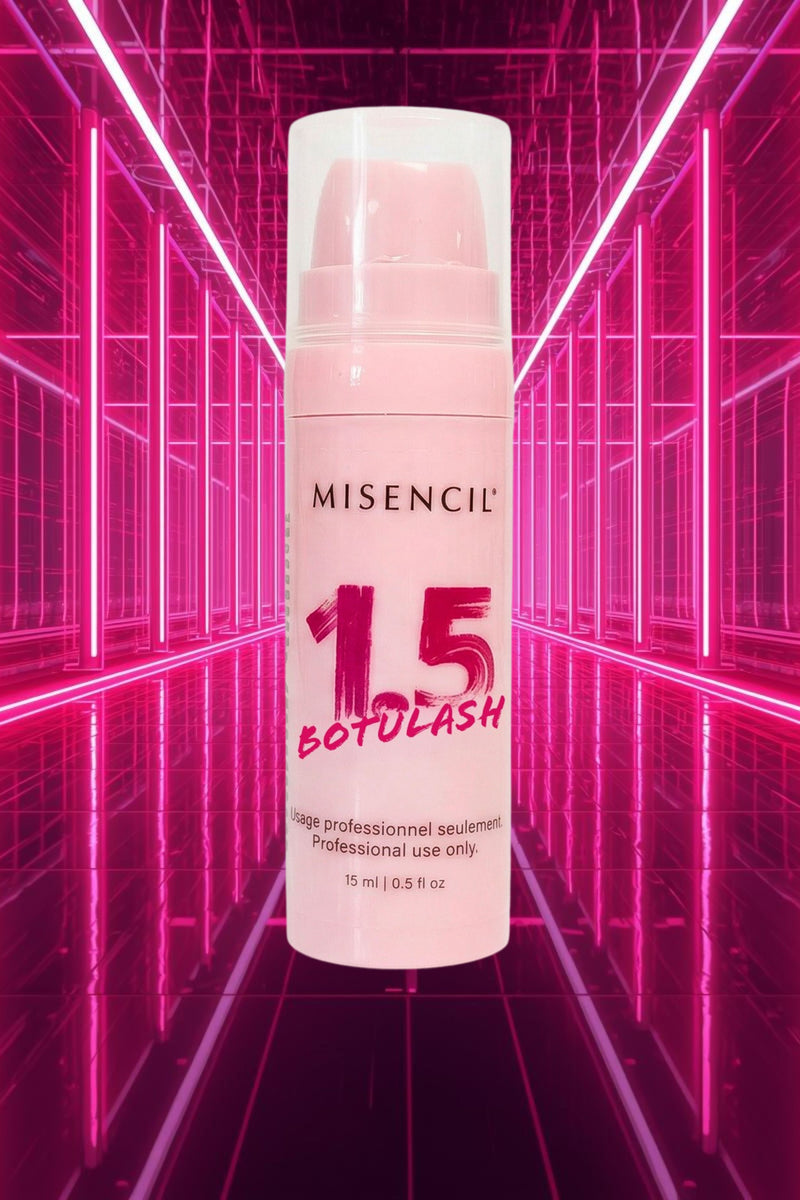 Misencil MISENLIFT Botulash 1.5 Conditioning Treatment, 15 mL airless bottle, pink display background