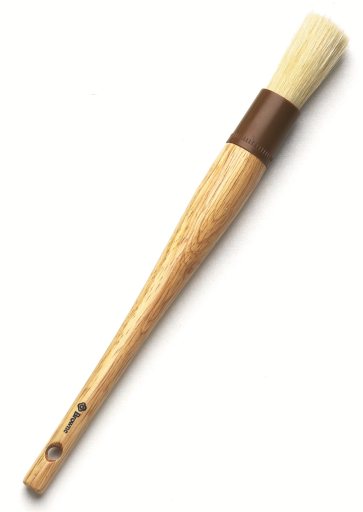 Browne - Pastry Brush, Boar Bristles, Wood Handle, Oval, 1"/2.5cm, ABS Plastic band - Limolin 