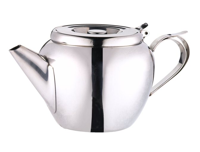 Browne - Teapot with Strainer, Stackable, 48oz/1.4L, 18/8 SS - Limolin 
