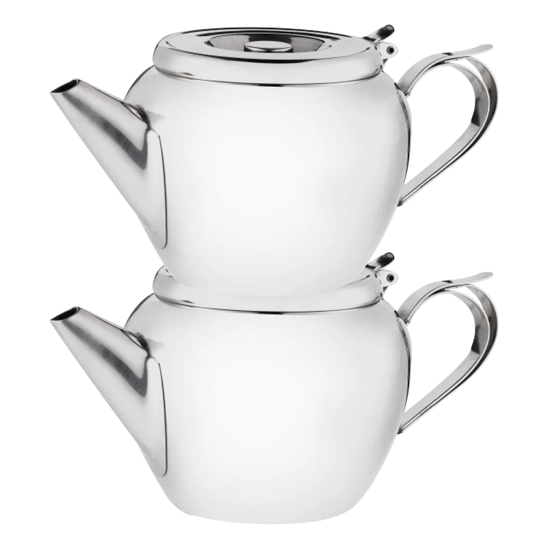 Browne - Teapot with Strainer, Stackable, 48oz/1.4L, 18/8 SS - Limolin 