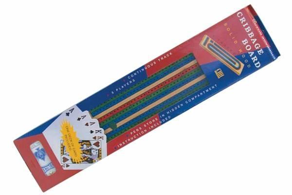 CHH Games - Cribbage - 3 Color Track Cribbage Wih Cards - Limolin 