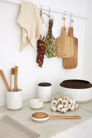 Casafina - Modern Storage Garlic Canister w/smoked cork lid - Limolin 