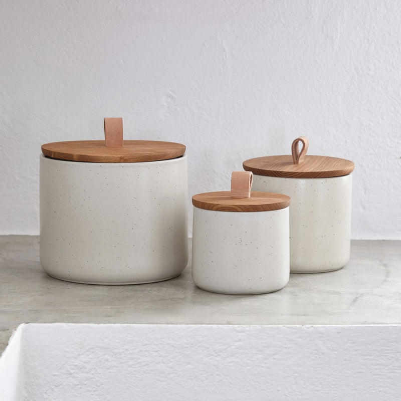 Casafina - Pacifica Canister w/oak lid 12cm - Limolin 