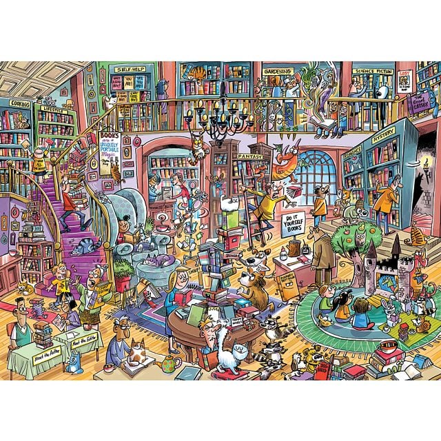 Cobble Hill - DoodleTown: Bookshop Bedlam (1000-Piece Puzzle) - Limolin 