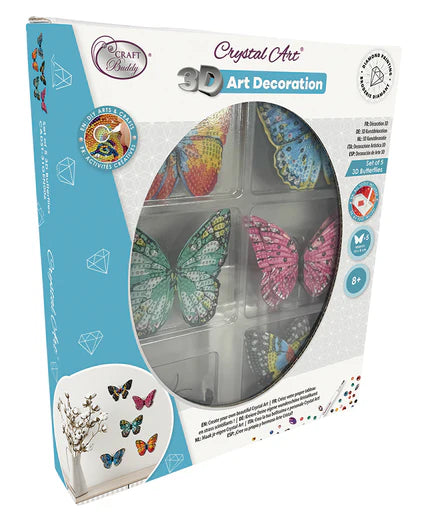 Crystal Art - Deco Kit: 3D Butterflies (Set of 5) - Limolin 