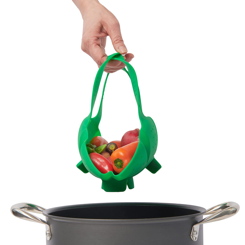 Cuisipro - Silicone Vegetable Steamer Green 16x9x3"/41.7x23x7.5cm - Limolin 