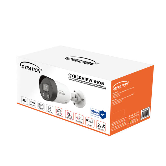 Gyration – Caméra réseau extérieure CYBERVIEW 810B, caméra bullet fixe intelligente à dissuasion active 8 MP