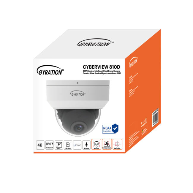 Gyration – Caméra réseau extérieure CYBERVIEW 810D, dôme fixe intelligent à dissuasion active 8 MP