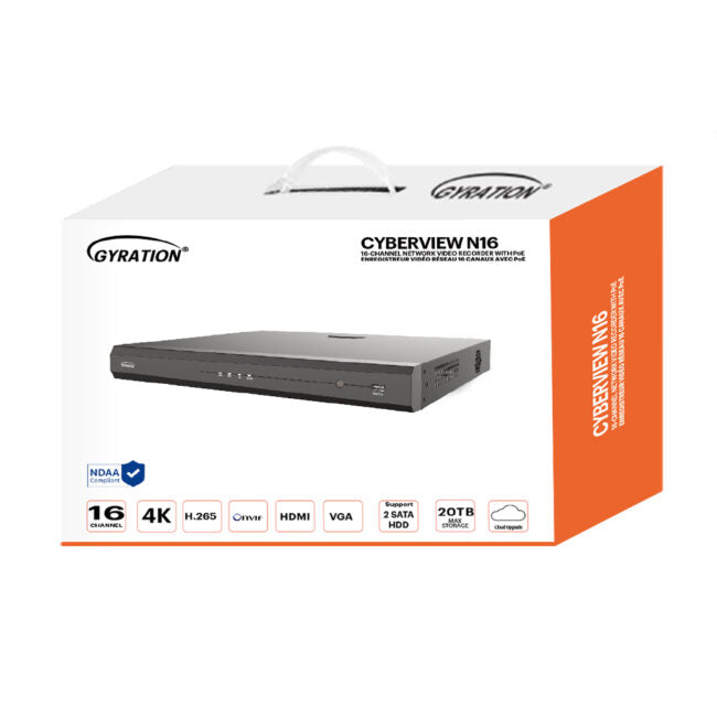 Gyration – Network Video Recorder (NVR) CYBERVIEW N16 with PoE 16-Channel Input