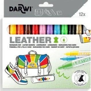 Darwi - Marqueur Cuir (Lot de 12) | Pointe 2 mm / 6 ml